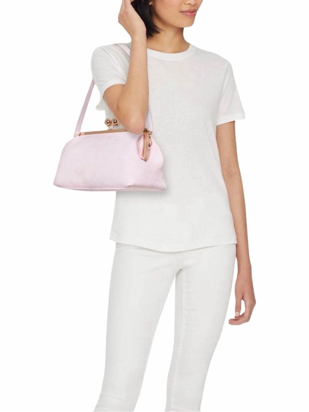 a new day Suede Kiss Lock Clutch Bag - 7” x 13.5” x 5” - Pink - Picture 3 of 11